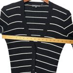 Vince Long Ribbed Cotton Cardigan Women’s Size Medium Black White Striped Photo 8