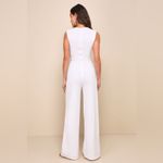 NWT Lulus Enticing Endeavors Square Neck Wide Leg Jumpsuit White Size M Size M Photo 2