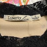 Liberty Love  small juniors black lace blouse large bell sleeves tan lined dressy Photo 3