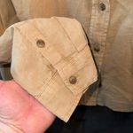 Universal Threads Universal Thread shirt cotton linen blend xxl cropped fit tan khaki pocket front Photo 1