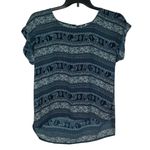 Blue and White Elephant Blouse Size XL Photo 1