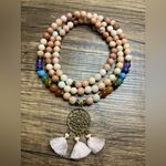 7 Chakra Gemstone Beaded Necklace with Dreamcatcher Pendant & Tassels – 20” Photo 0