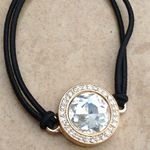 Gold Tone Crystal Round Halo Hair Ponytail Photo 0