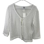 Vintage Deadstock Y2K Crochet Tie Front Cardigan Cottagecore Coquette Size L White Size L Photo 0