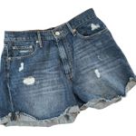 AERO High Rise Curvy Mom Jean Shorts Distressed Denim Blue Size 10 Beach Vibes Photo 0