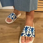 Roller Rabbit Pink Monkey Print Sandal Slides Size 7 Photo 0