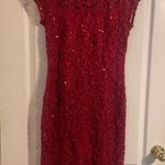MARINA Red Sequin Embellished Sheath Mini Dress M Party Formal Cocktail Wedding Size M Photo 0