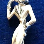 Vintage Gold Tone Woman In Heels Wearing Hat Suit Pin Brooch 3" Photo 0