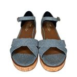 Toms Chambray Cork Wedge Sandals Women’s Size 9 Photo 2