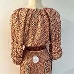 Patrons of Peace NWT  Adobe Tile Print Smocked Cropped Ballon Sleeve & Skirt XS Photo 3