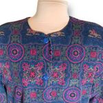 Vintage 90s Karen Scott Collections Navy Blue Equestrian Horse Bit Print Jacket Size 18 Photo 2