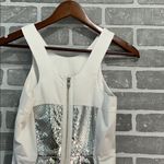 Milly White Silver Mirrored Python Leather Panel Racerback Dress Women’s Size 2 Photo 3