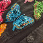 Michael Simon Embroidered Butterfly Button Up Black Cardigan Size Medium Vintage Photo 7