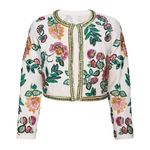 MISA Los Angeles Embellished Floral Cropped Jacket Women's Size L Photo 0