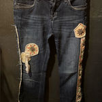Apt. 9  Women's Dark Blue Bootcut Jeans with Embroidered Patches Size 6 Photo 0