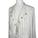 Chico's ‎ Blazer Jacket Medium 8/10 Pinstripe Laced Grommet Career Office Neutral Photo 2