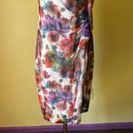 Joseph Ribkoff Floral Mesh Sheath Dress Watercolor Print Ruched Asymmetrical 12 Photo 2