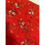 Festive Holiday Christmas Scarf Santa and Deer Print Red Photo 1