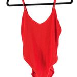 Good American Always Fits One Piece Swimsuit Texture Bright Poppy Red 3/4 L/XL Photo 4