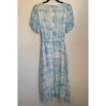 DKNY NWT Puff Sleeve Plaid Midi Dress in Blue Photo 2