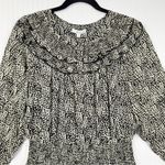 Joie  Black/White Pattern Lilianna Silk Ruffle Mini Dress Smock Waist Size Small Photo 3