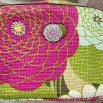 Spartina 449 Sparta 449 Floral Pink Green Colorful Leather Wristlet Travel Bag Case Cosmetic Photo 1