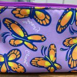 Clinique  Purple Butterfly Print Cosmetic Makeup Bag 8.5 x 5 inches Photo 2