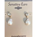 Gold Tone Hypoallergenic Earrings Crystal Stud Faux Pearl Drop Sensitive Ear NEW Photo 1