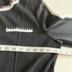 Misook  Black Poppy Red White Crochet Trim 3/4 Sleeve Cardigan Jacket Size Large Photo 9