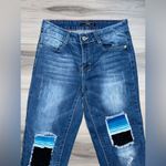 L&B  Lucky and Blessed Serape Inlay Patchwork Women’s Fitted Unique Dark Jeans Photo 1