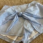 Revolve Superdown Revolve super down blue and white striped shorts with front tie Photo 1