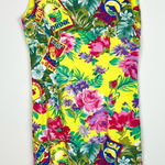 Jams World Vintage 90s Floral Hawaiian Tropical Sleeveless Tank Dress Yellow Photo 0