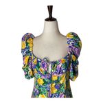ZARA  Dress Women Medium Purple Yellow‎ Floral Balloon Sleeve Corset Style Mini Photo 4