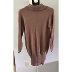 NWT Women's Long Sleeve V Neck Sweater Collar Ribbed Knit Mini Dress Size Small‎ Photo 3