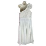 Mac Duggal  Rosette One Shoulder Tea Length Dress White Size 12 Photo 7