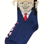 1 Pair Brand New Funny Donald Trump Navy Blue‎ Hairy Socks Blue Photo 0
