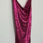 Lena Hot Pink Sequin Mini Dress with Lace up Back Photo 0
