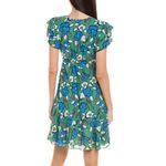 CAbi New Green & Black Comic Strip Floral Reversible Celebrate Dress Medium Photo 5