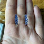 Natural Tanzanite Sterling Silver Hoop Earrings Photo 6