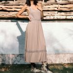 POL Neutral Crochet Detail Boho Sun Dress Photo 2