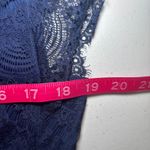 Fossil Penny Lace Dress M Bohemian Cap Sleeve V-Neck Elastic Waist Scallop Navy Photo 7