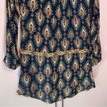 en elly Gauzy Blue Boho Longline Oversized Swim Cover Tunic 3/4 Sleeve Rayon XS Photo 6