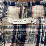 Paper Crane plaid sleeveless shirt dress Fringe hem Red white blue Size S Cotton Photo 4