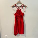 EXPRESS Red Asymmetrical Wrap Style Strappy Cutouts Mini Dress Size 2 Photo 4