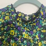 ZARA  Floral Micro Pleat Long Sleeve High Neck Puff Sleeve Baby Doll Mini Dress L Photo 4