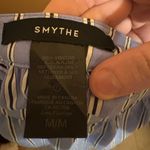 Smythe Balloon Sleeve Blouse in Blue Shirting Stripe Size M Photo 4