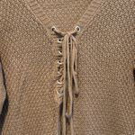 Charlotte Russe Dusty Rose Lace-Up V-Neck Knit Sweater size M Metal Soft Autumn Photo 2