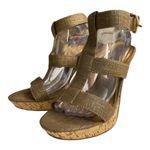 Chinese Laundry denim and gold strapped cork heels size 10M Photo 4