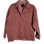 ZARA Rose Corduroy Oversized Trucker Jacket Women Size L Distressed Hem Photo 0