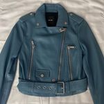 LTH JKT Mya Cropped Biker Leather Jacket, Savanna Blue Sz Xs Photo 5